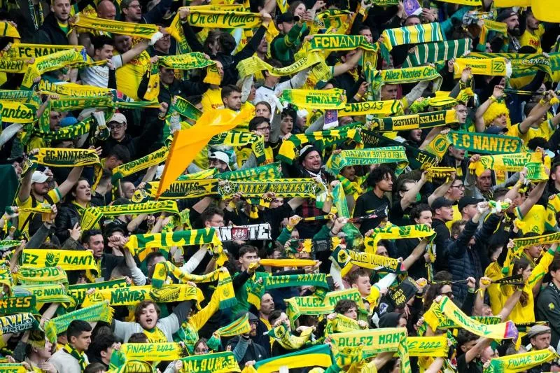 Fans of Nantes during the Final French Cup 2023 match between Nantes and Toulouse at Stade de France on April 29, 2023 in Paris, France. (Photo by Hugo Pfeiffer/Icon Sport)