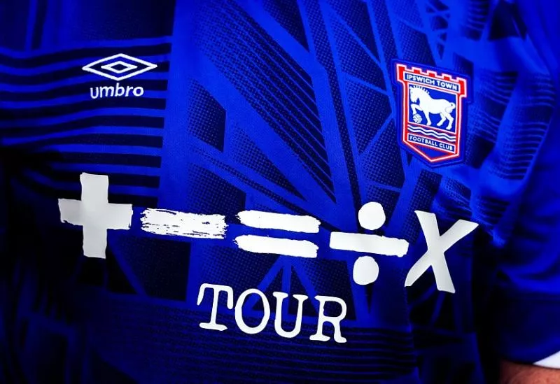 A general view of the Ed Sheeran sponsorship on Ipswich Town shirt during the pre-season friendly match at Portman Road, Ipswich. Picture date: Tuesday July 12, 2022. - Photo by Icon sport   - Photo by Icon Sport