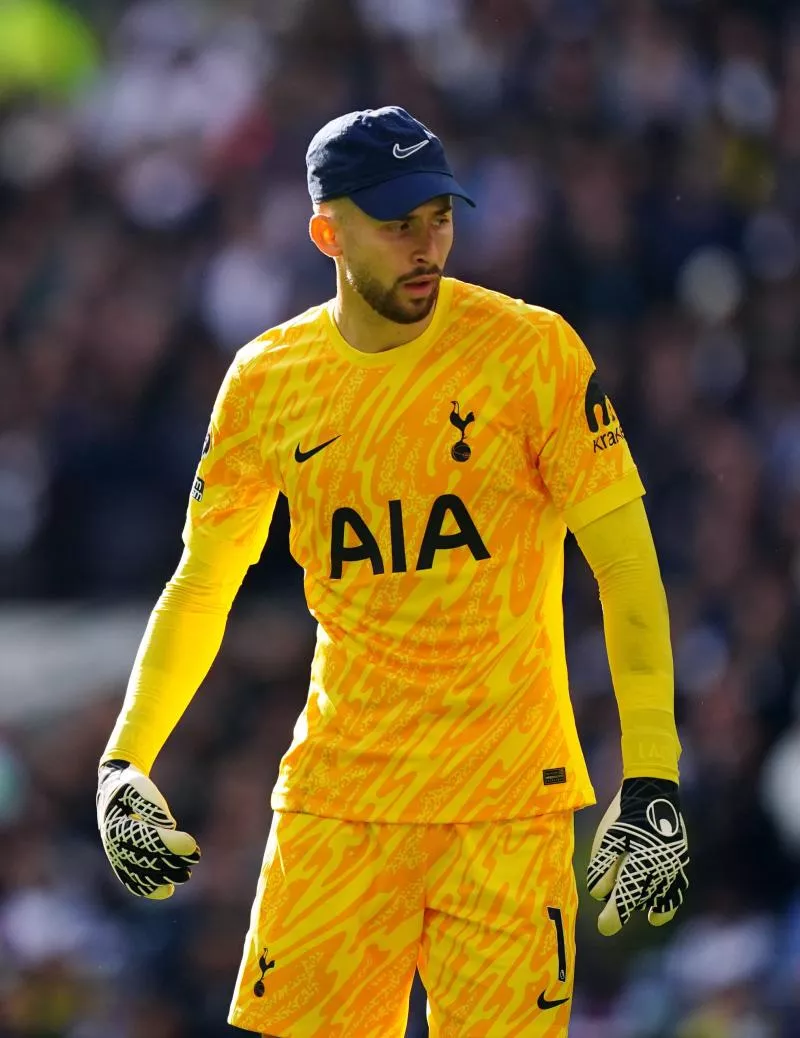 Tottenham Hotspur goalkeeper Guglielmo Vicario during the Premier League match at the Tottenham Hotspur Stadium, London. Picture date: Saturday October 19, 2024.   - Photo by Icon Sport