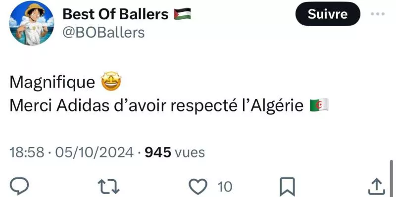 Le maillot de l'Algérie fait carton plein sur les réseaux sociaux