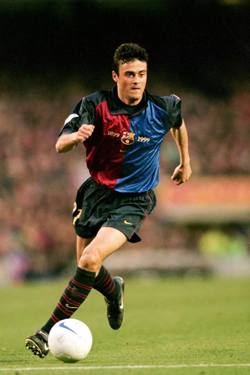 Luis Enrique, Barcelona during the Primera Division match - Barcelona v Real Madrid. 14.02.1999 Photo : Michael Steele / PA Images / Icon Sport   - Photo by Icon Sport