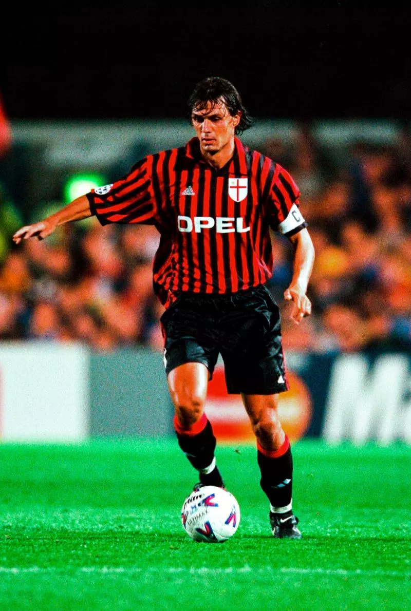 Paolo Maldini of Milan AC during the UEFA Champions League match between Chelsea and Milan AC at Stamford Bridge, London, United Kingdom on September 15th 1999. Photo : Pierre Minier / Onze / Icon Sport   - Photo by Icon Sport