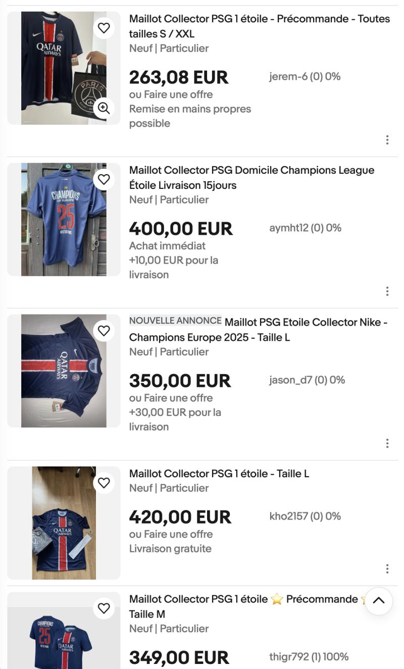 Le maillot étoile du PSG se revend 450 euros