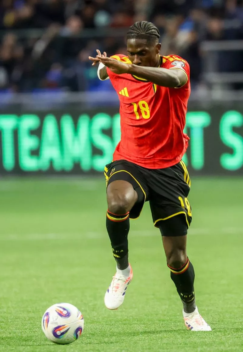 Belgium's Amadou Onana pictured in action during a soccer game between Kazakhstan and Belgium's Red Devils, Saturday 15 November 2025 in Astana, Kazakhstan, qualification game 7/8 for the 2026 FIFA World Cup. BELGA PHOTO VIRGINIE LEFOUR   - Photo by Icon Sport