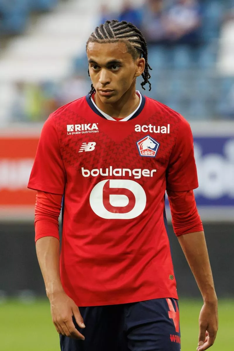 Lille's Ethan Mbappe pictured during the friendly match between Belgian first division soccer team KAA Gent and French Ligue 1 team LOSC Lille, in Gent, on Wednesday 17 July 2024, to prepare for the upcoming 2024-2025 season. BELGA PHOTO KURT DESPLENTER   - Photo by Icon Sport