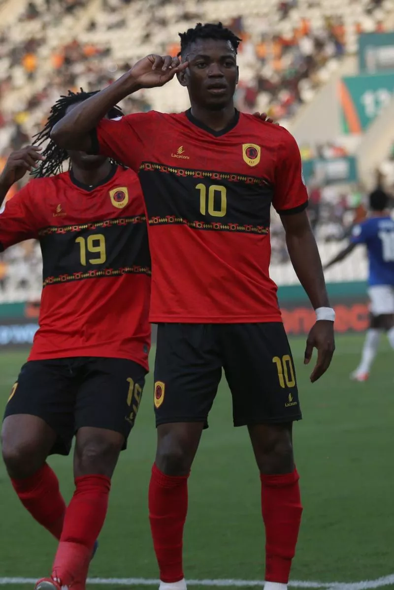 Gelson Dala of Angola celebrates goal with teammates during the 2023 Africa Cup of Nations match between Angola and Namibia held at Peace Stadium in Bouake, Cote dIvoire on 27 January 2024 - Photo by Icon Sport - Photo by Icon Sport