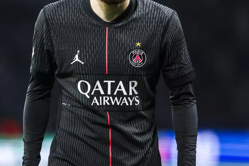 Illustration new jersey PSG Air Jordan during the UEFA Champions League 2025/2026 match between Paris and Tottenham at Parc des Princes on November 26, 2025 in Paris, France. (Photo by Johnny Fidelin/Icon Sport) - Photo by Icon Sport