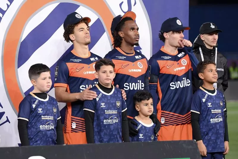77 EVERSON JR (mhsc) - 29 Enzo TCHATO (mhsc) - 18 Nicolas PAYS (mhsc) - Jean-Louis GASSET during the Ligue 2 BKT match between Montpellier and Dunkerque at Stade de la Mosson on January 5, 2026 in Montpellier, France. (Photo by Philippe Lecoeur/FEP/Icon Sport) - Photo by Icon Sport