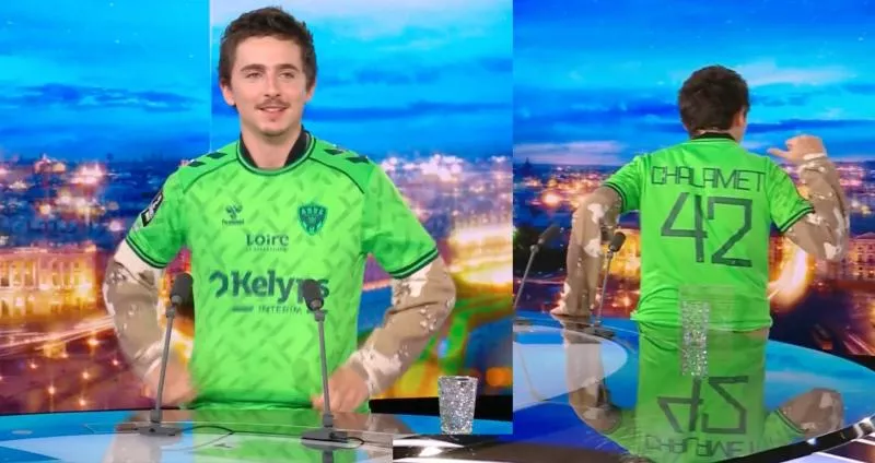Timothée Chalamet présente le nouveau maillot fourth de Saint-Étienne