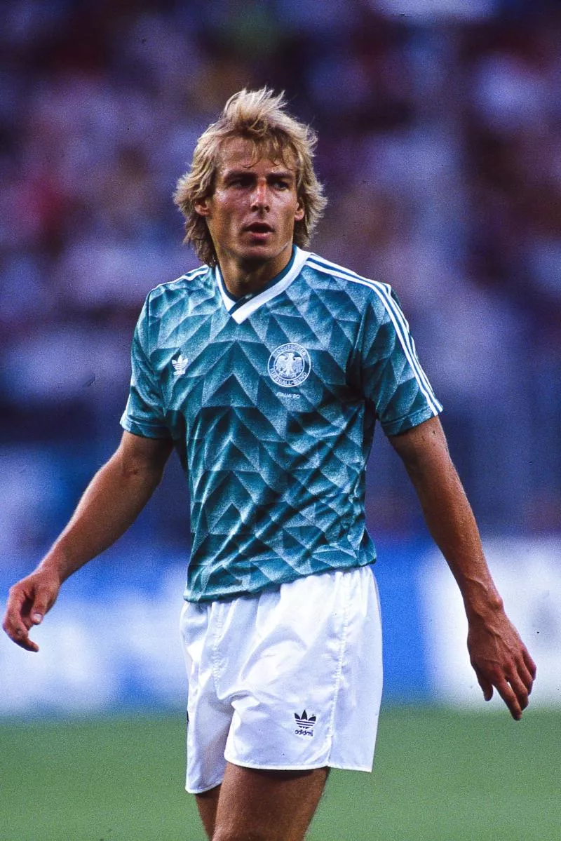 Jurgen Klinsmann of West Germany during the Semi-Final FIFA World Cup match between West Germany and England, at Stadio delle Alpi, Turin, Italy on July 4th 1990 ( Photo by Serge Philippot / Onze / Icon Sport )   - Photo by Icon Sport