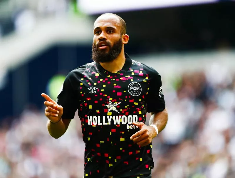 Bryan Mbeumo of Brentford celebrates scoring his side's first goal against Tottenham Hotspur during the Premier League match at Tottenham Hotspur Stadium, London Picture by Mark Chapman/Focus Images Ltd 07824 770491‬ 20/05/2023 - Photo by Icon sport   - Photo by Icon Sport