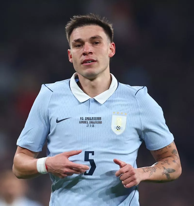 London, England, 27th March 2026. Manuel Ugarte of Uruguay during the England vs Uruguay International Friendly match at Wembley Stadium, London. Picture credit should read: Paul Terry / Sportimage   - Photo by Icon Sport