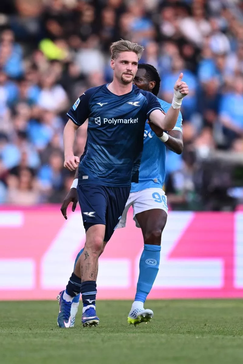 Keneth Taylor of S.S. Lazio is in action during the 33th day of the Serie A Championship between S.S.C. Napoli and S.S. Lazio at the Diego Armando Maradona Stadium on April 18, 2026 in Naples, Italy.  - Photo by Icon Sport