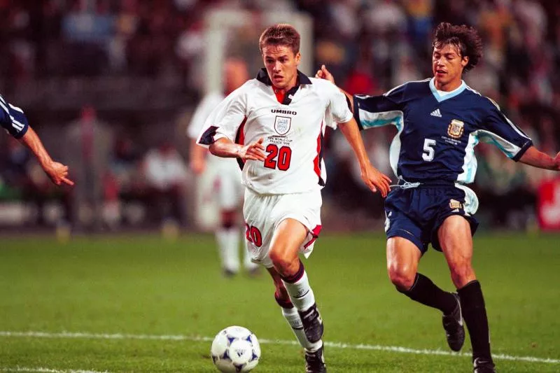 But Michael OWEN / Matias Almeyda - 30.06.1998 - Argentine / Angleterre - 1/8Finale Coupe du Monde 1998 Photo : Kirk / ActionPlus / Icon Sport - Photo by Icon Sport