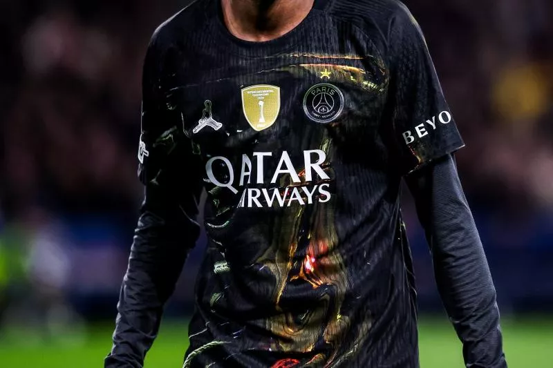 Illustration new jersey Air Jordan of PSG during UEFA Champions League match between Paris and Chelsea at Parc des Princes on March 11, 2026 in Paris, France. (Photo by Johnny Fidelin/Icon Sport) - Photo by Icon Sport