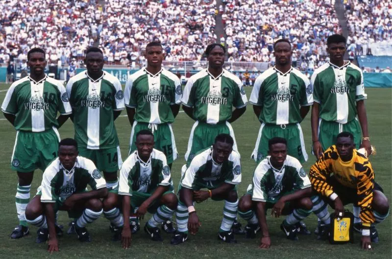 Joseph DOSU / Celestine BABAYARO / Taribo WEST / Nwankwo KANU / Uche OKECHUKWU / Tijani BABANGIDA / Jay Jay OKOCHA / Victor IKPEBA / Daniel AMOKACHI / Sunday OLISEH / Mobi OPARAKU - 30.08.1996 - Argentine / Nigeria - Jeux Olympiques 1996 Photo : Alain Gadoffre / Icon Sport - Photo by Icon Sport
