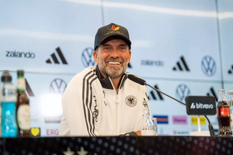 Jürgen Klopp (Federal Coach / Head Coach [coach], Germany) laughs, is in a good mood, grins, gestures, facial expressions, emotions  - Photo by Icon Sport