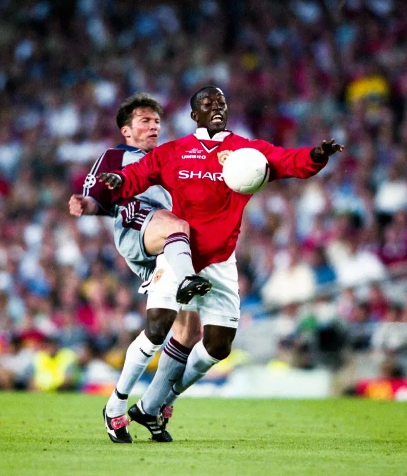 Lothar MATTHAUS of Bayern Munich and Dwight YORKE of Manchester United during the Champions League Final match between Manchester United and Bayern Munich at Camp Nou, Barcelona, Spain on 26th May 1999 ( Photo by Alain Gadoffre / Onze / Icon Sport ) - Photo by Icon Sport