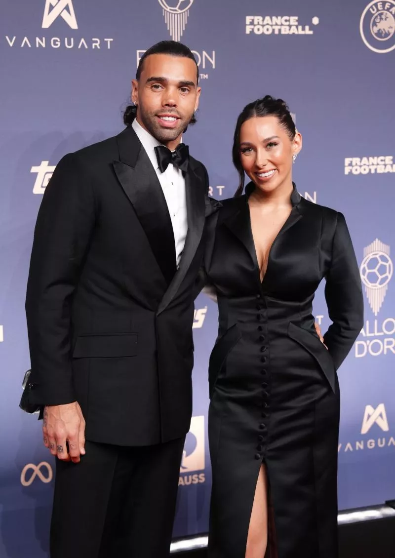 Arsenal goalkeeper David Raya and wife Tatiana Trouboul arriving on the red carpet ahead of the 70th annual Ballon d'Or ceremony at the London Palladium Theatre. Picture date: Monday October 26, 2026. - Photo by Icon Sport